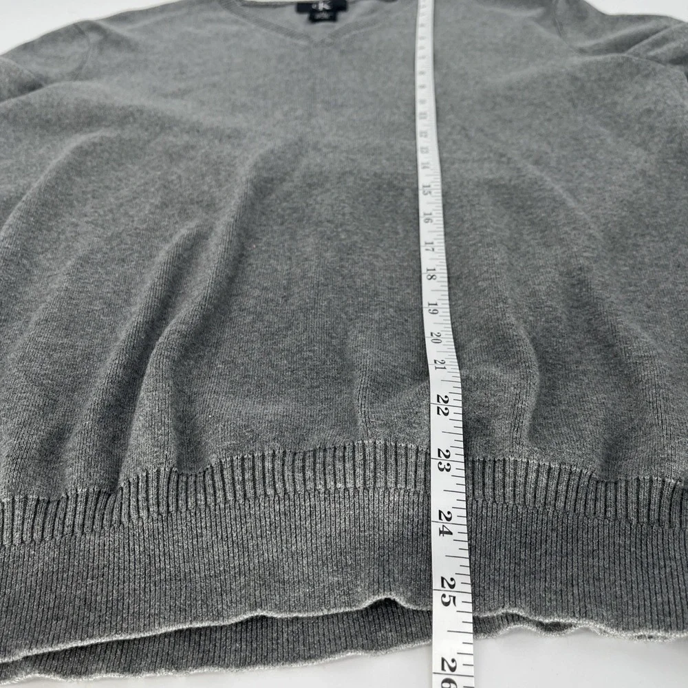 Calvin Klein Mens Sweater 100% Cotton V Neck Pullover Gray Preppy Academia‎ Sz M
